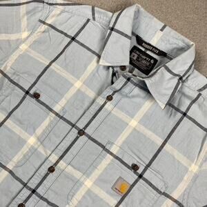 Carhartt Rugged Flex Relaxed Fit Button Up Shirt Men's M Blue Plaid Workwear